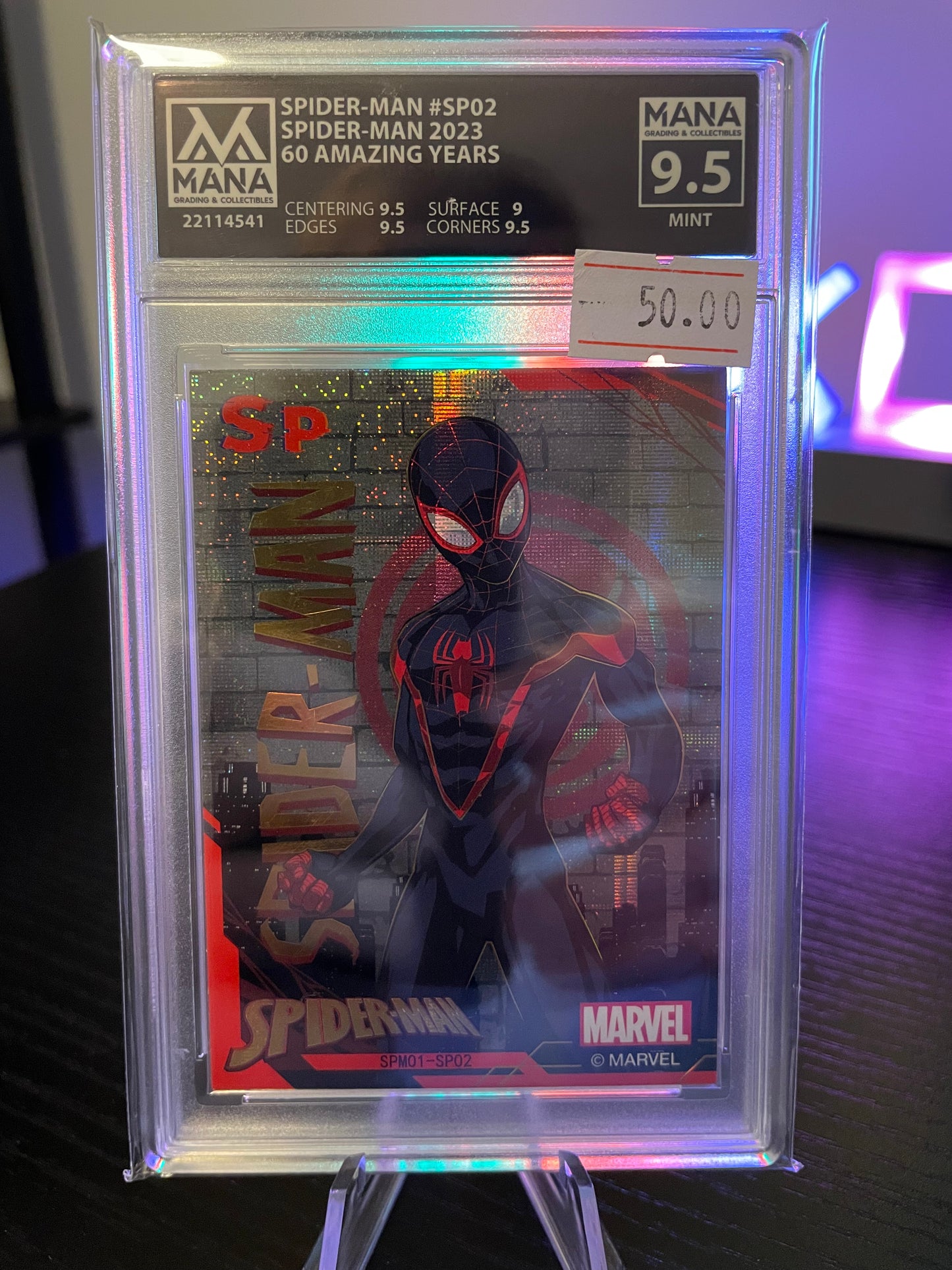 Spider Man “60 Amazing Years” Miles Morales SP Mana 9.5 Mint