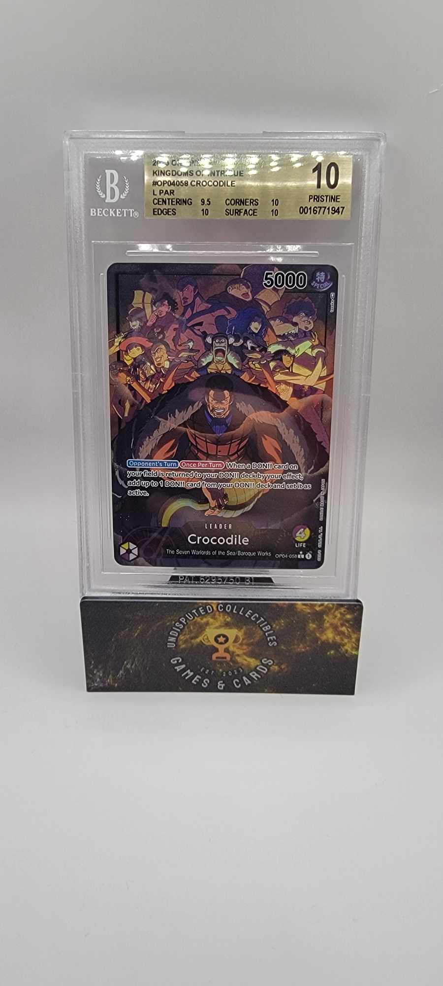 One Piece: Kingdoms of Intrigue Crocodile Alternate Art Leader BGS Pristine 10