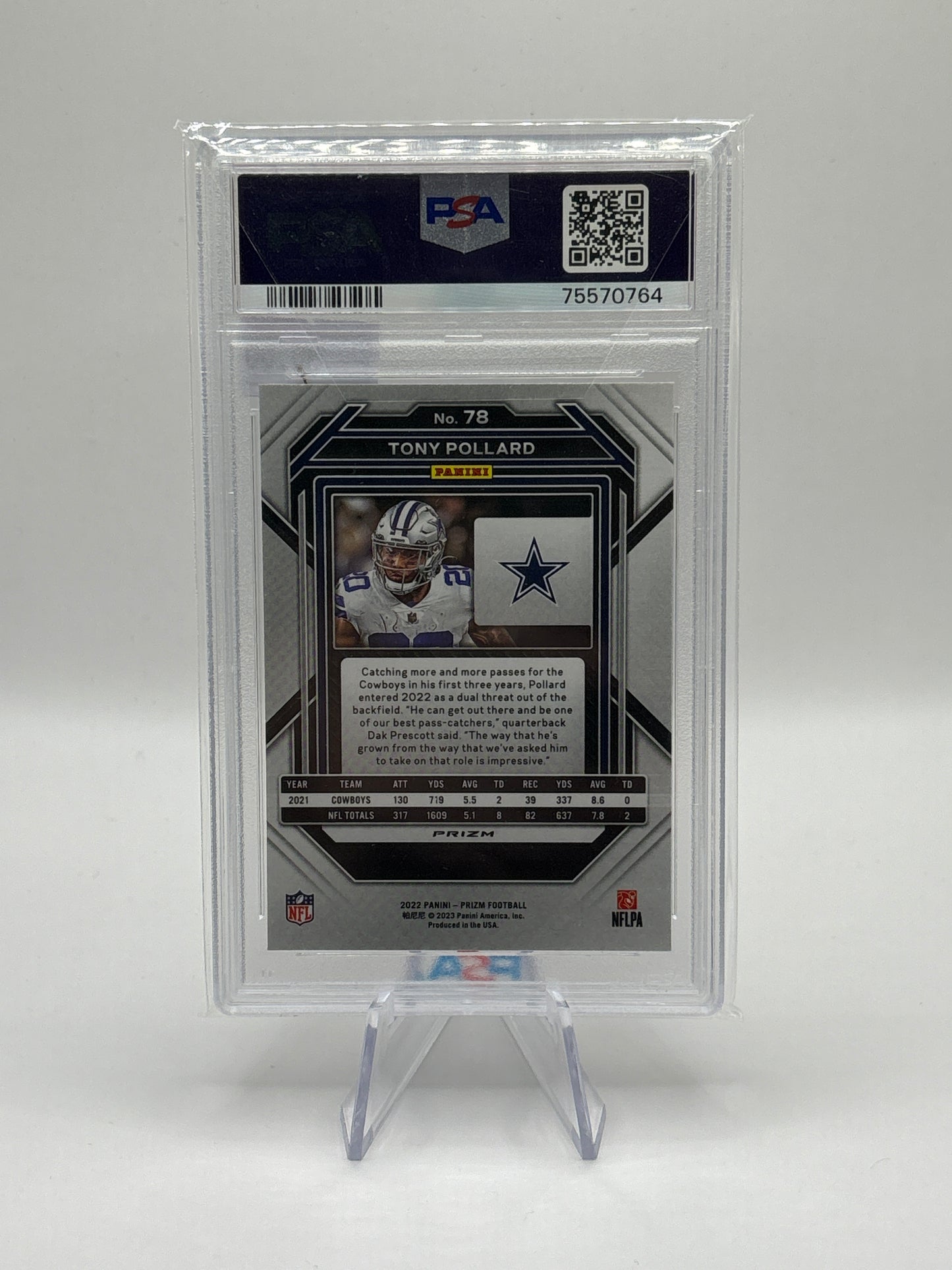 2022 Panini Prizm Tony Pollard- Sliver PSA 9