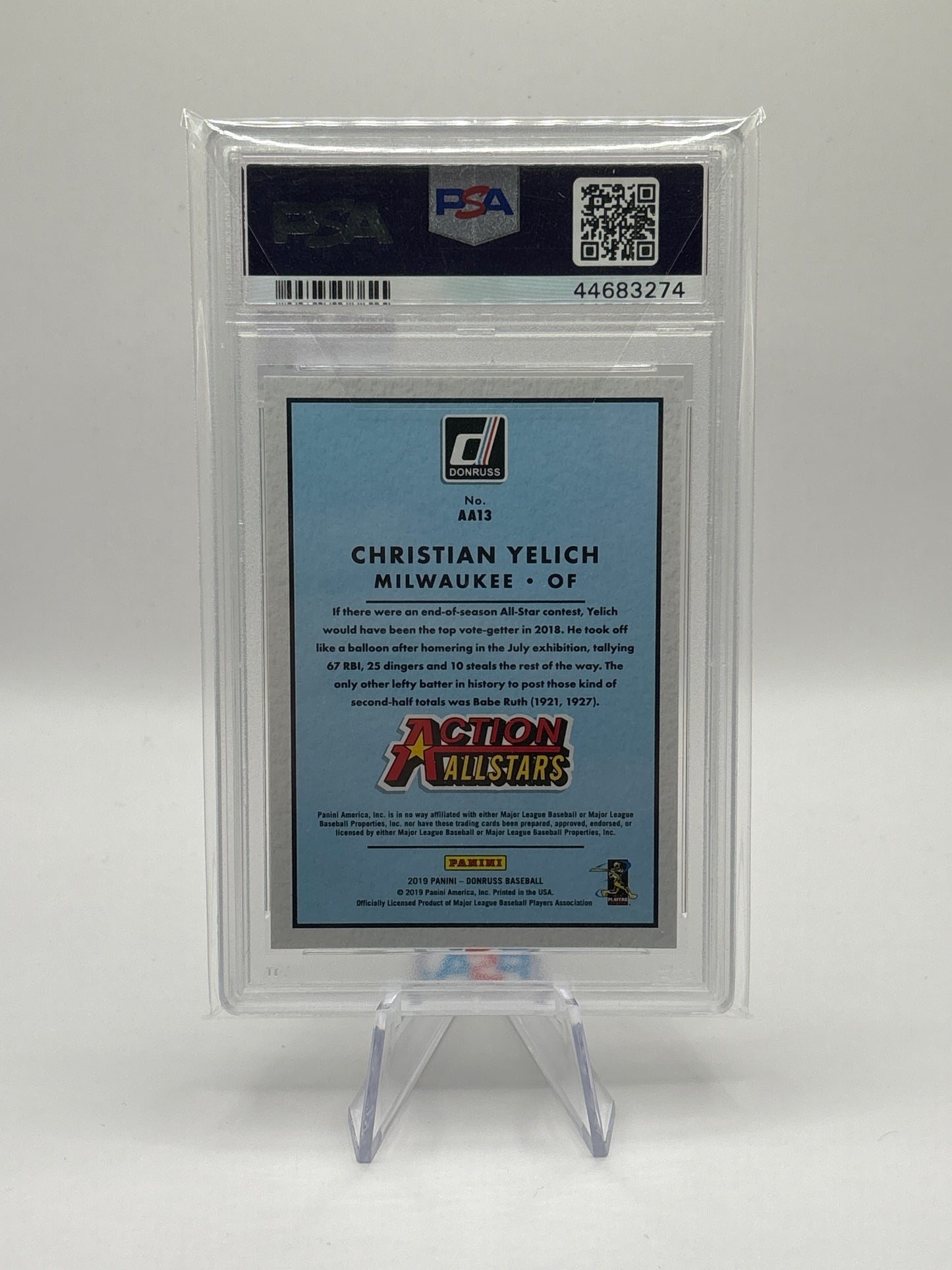 2019 Panini Donruss Christian Yelich PSA 9 (729/999)