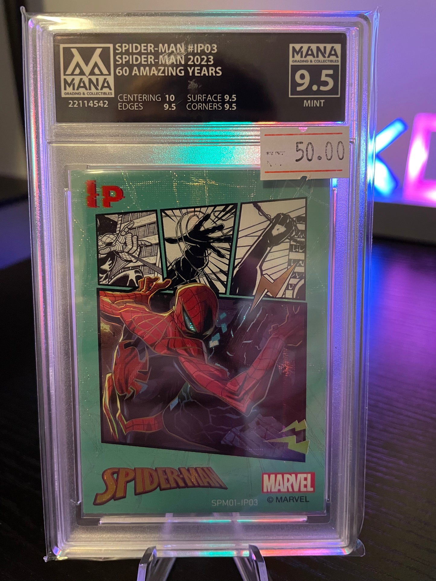 2023 Spider Man “60 Amazing Years” IP Spider Man Mana 9.5 Mint