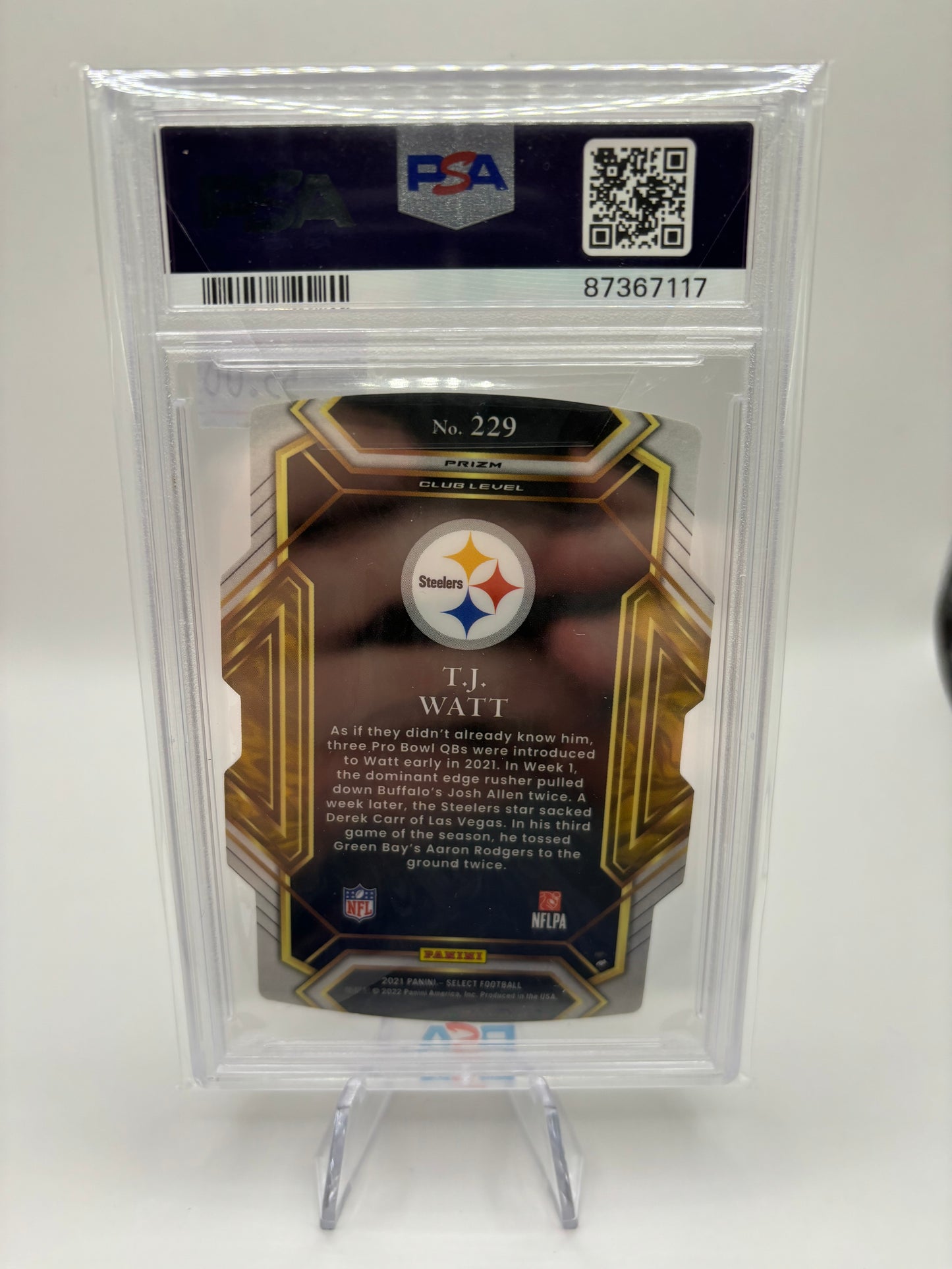 2021 Panini Select TJ Watt Green/Yellow Die Cut PSA GEM Mint 10