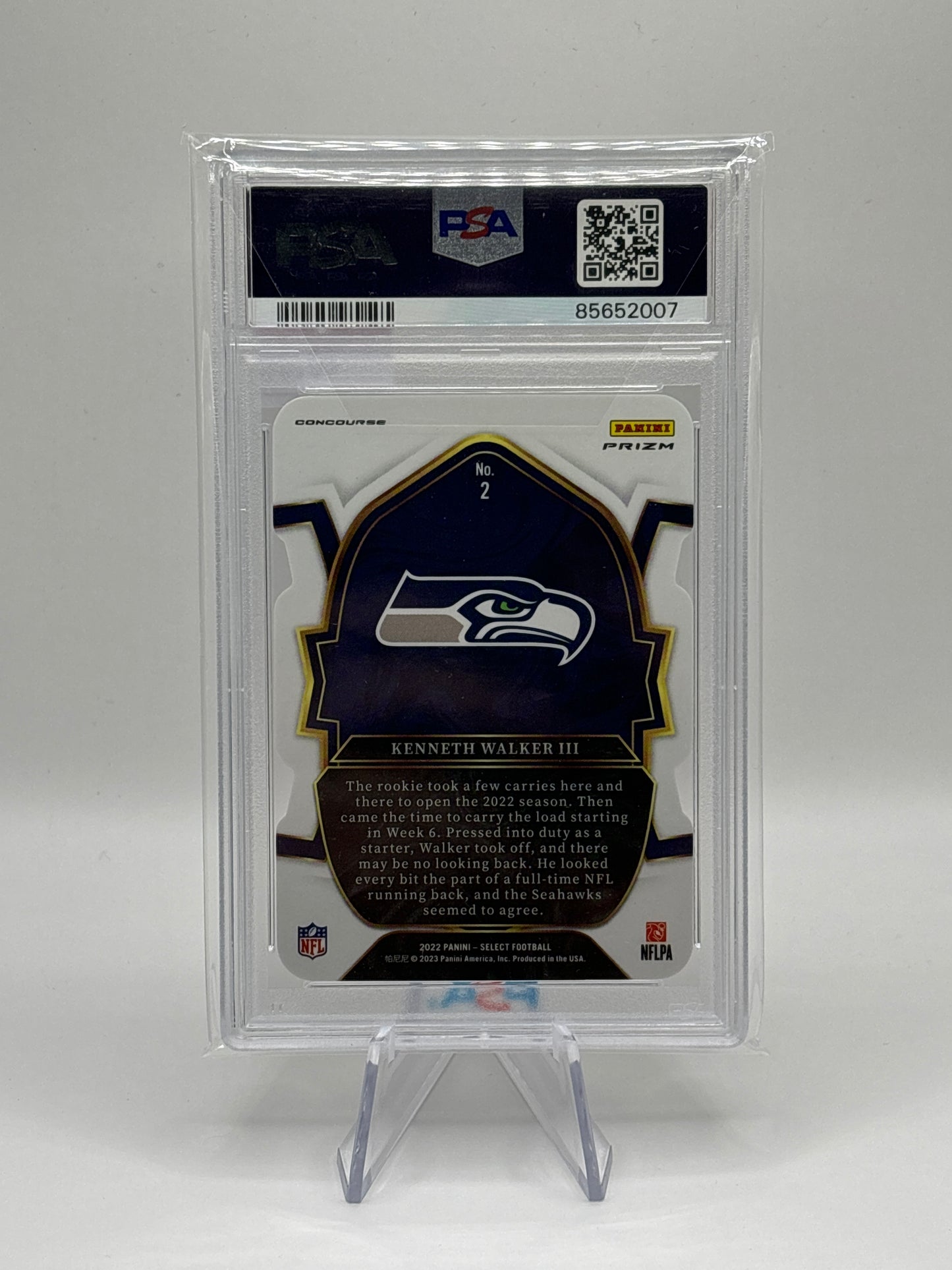 2022 Select Kenneth Walker Die-Cut Green/Yellow Prizm RC PSA Gem Mint 10