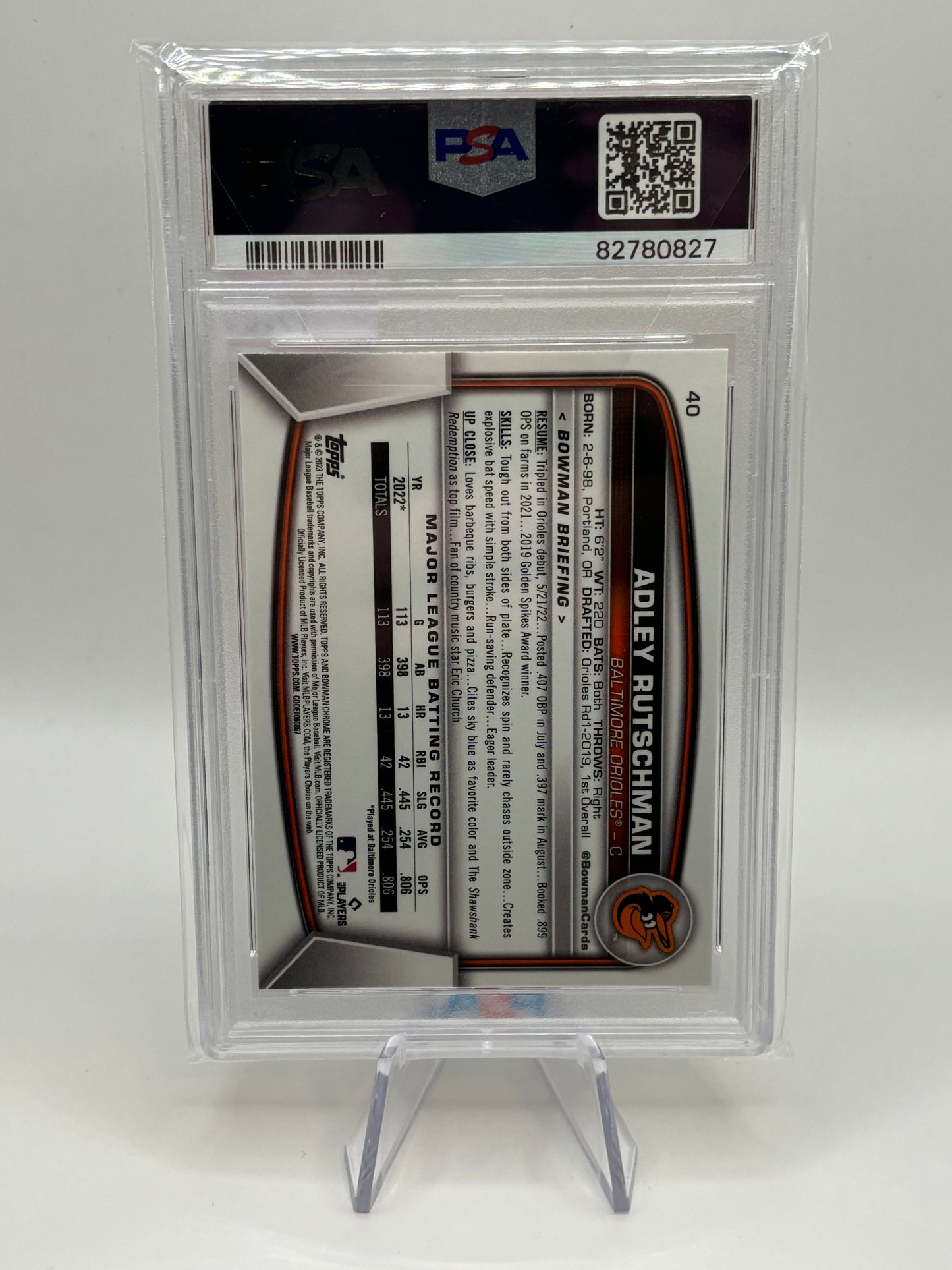 2023 Topps Bowman Adley Rutschman Mojo RC PSA Gem Mint 10