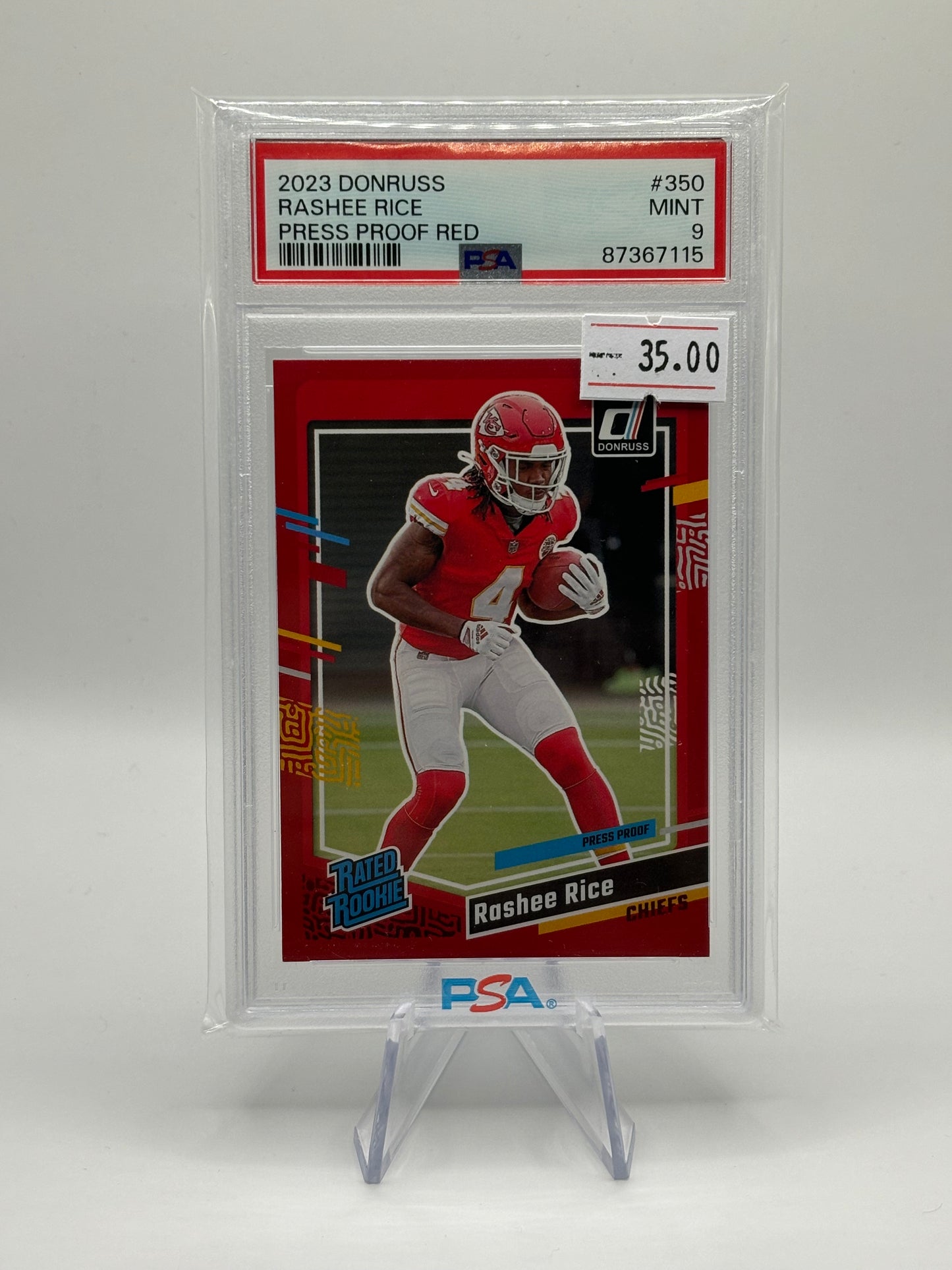 2023 Panini Donruss - Rated Rookie Press Proof Red #350 Rashee Rice (RC) PSA 9
