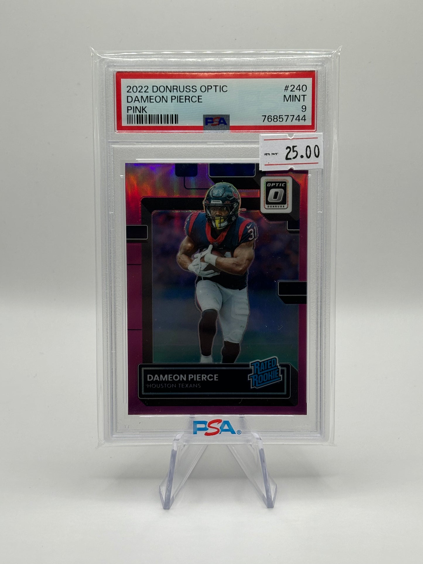 2022 Panini Donruss Pink Rated Rookie Optic Dameon Pierce PSA Mint 9