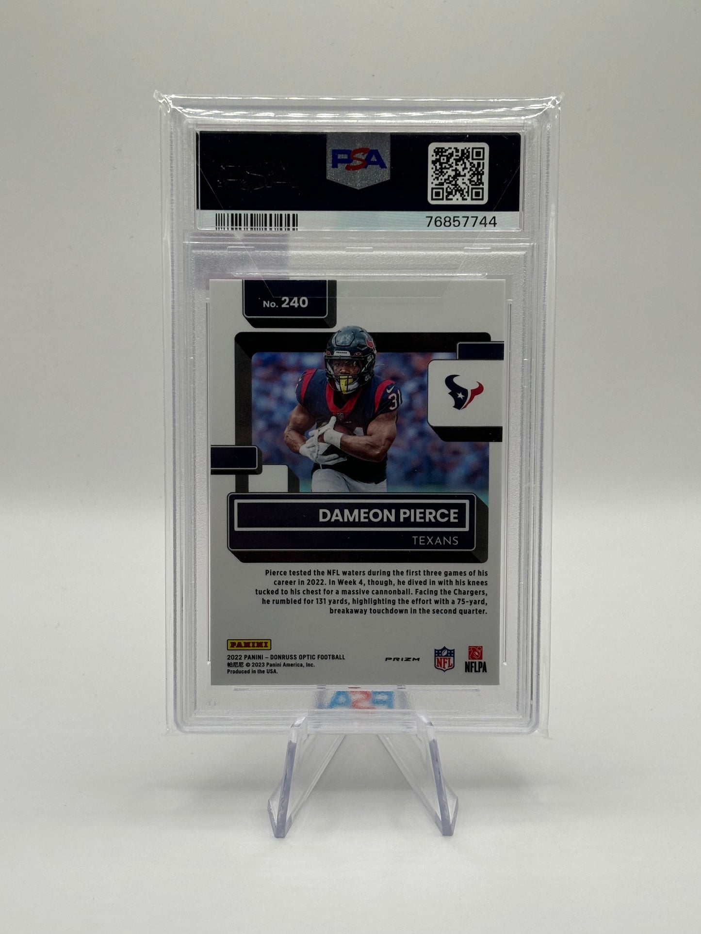 2022 Panini Donruss Pink Rated Rookie Optic Dameon Pierce PSA Mint 9