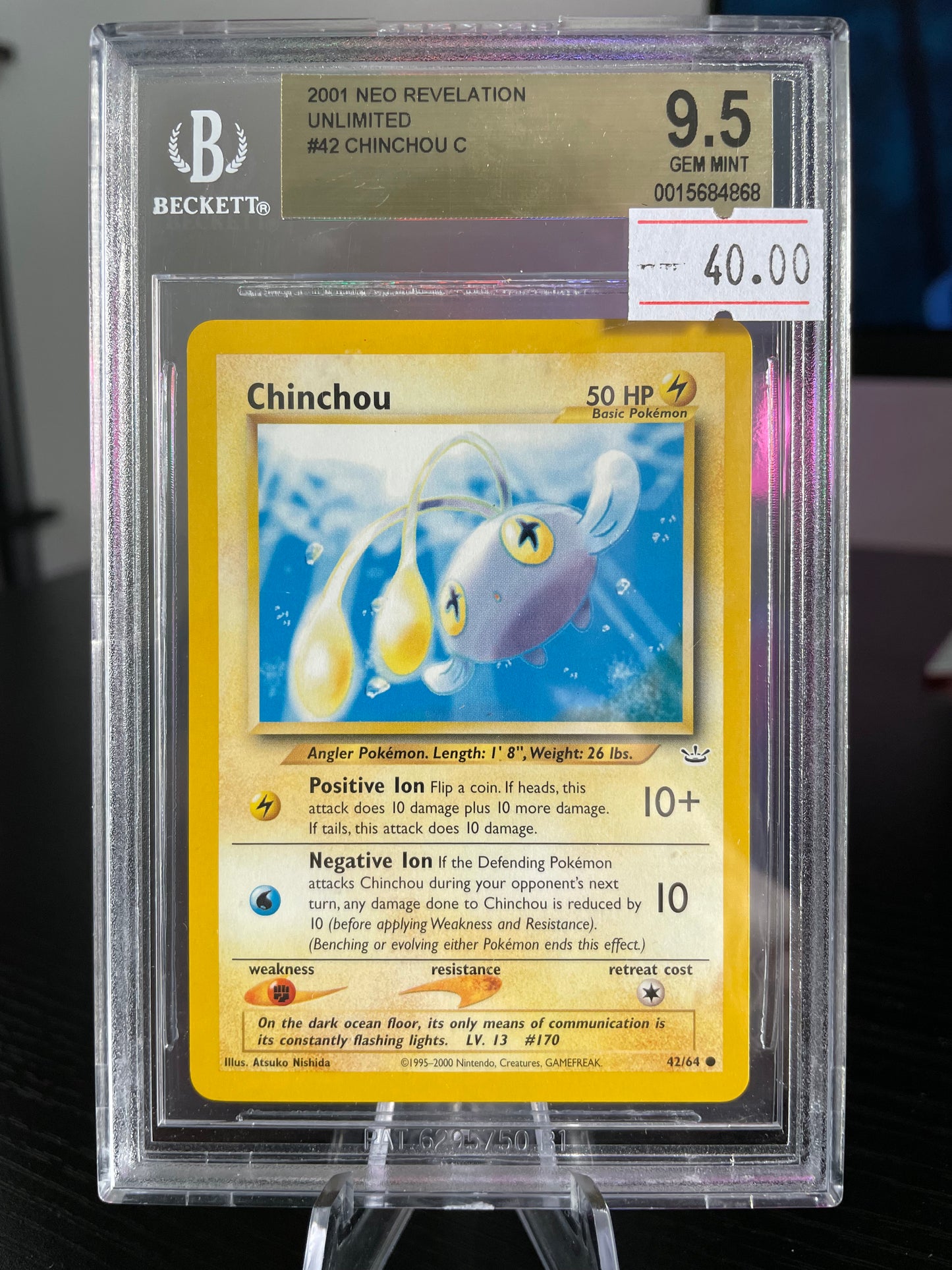 2001 Neo Revaluation Chinchou BGS Gem Mint 9.5