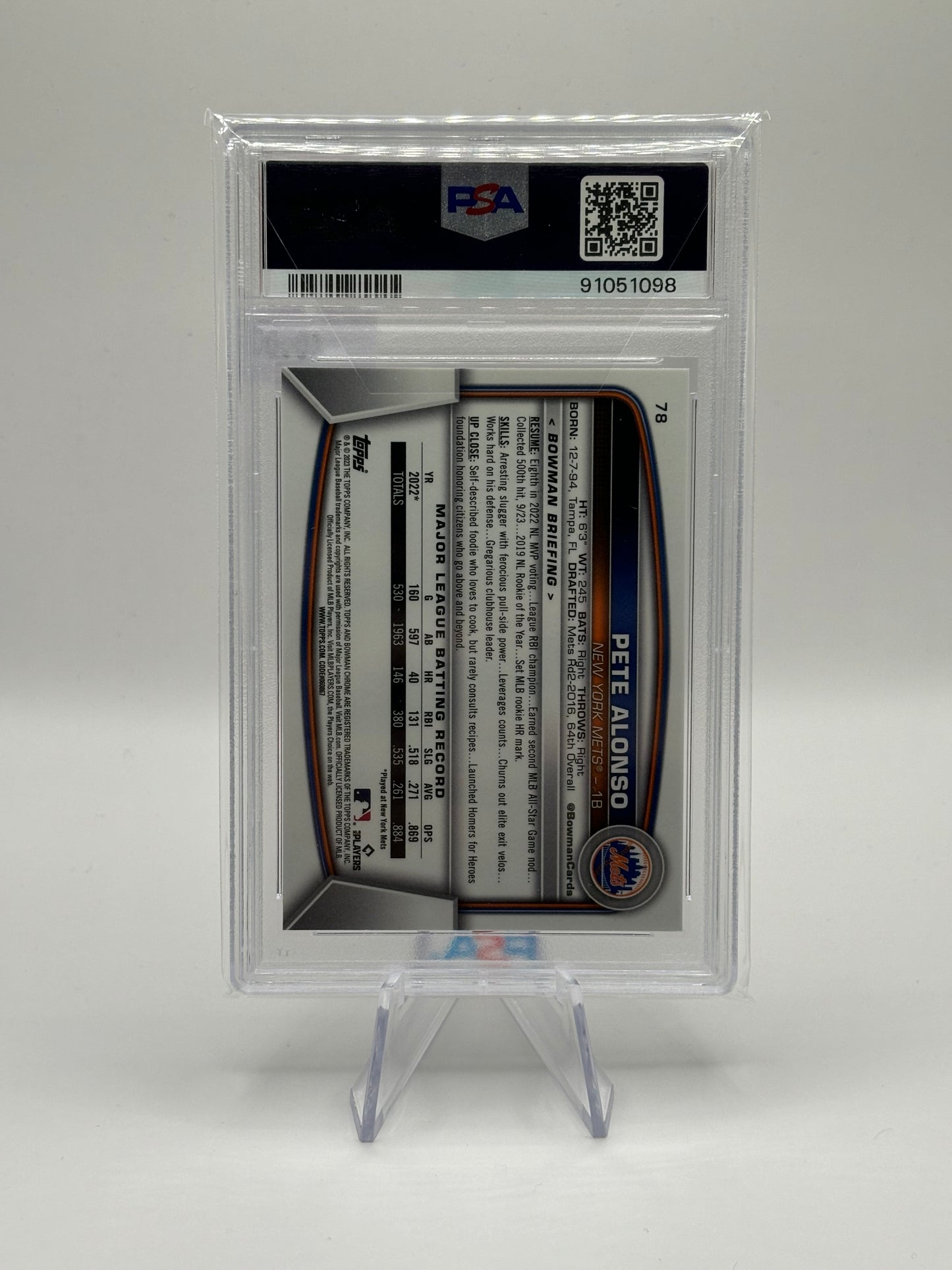 2023 Bowman Chrome Mojo Refractor #78 Pete Alonso PSA Gem Mint 10